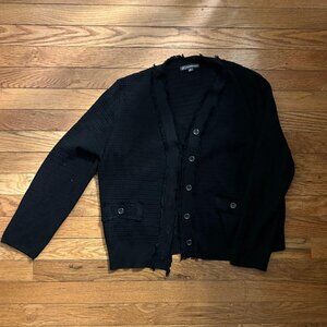 Adrianna Papell black button down sweater size medium